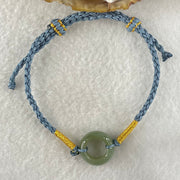 Type A Blueish Green Jadeite Ping An Kou Donut With String Bracelet 2.60g 15.2 by 5.9mm - Huangs Jadeite and Jewelry Pte Ltd