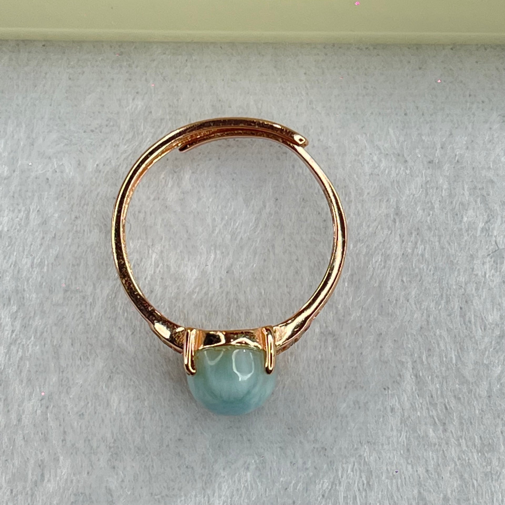 Natural Larimar in S925 Silver Rose Gold Color Ring (Adjustable Size) 2.36g 9.4 by 7.8 by 5.5mm - Huangs Jadeite and Jewelry Pte Ltd