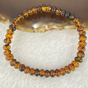 Natural Dark Brownish Yellow Medicine Amber Beads Bracelet 天然抚顺药珀手链 4.39g 15.5cm 6.8mm 44 Beads - Huangs Jadeite and Jewelry Pte Ltd
