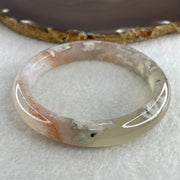 Natural Pinkish with White Flower Agate Bangle 43.81g Internal Diameter 60.5mm 11.3 by 8.8mm (Perfect) - Huangs Jadeite and Jewelry Pte Ltd