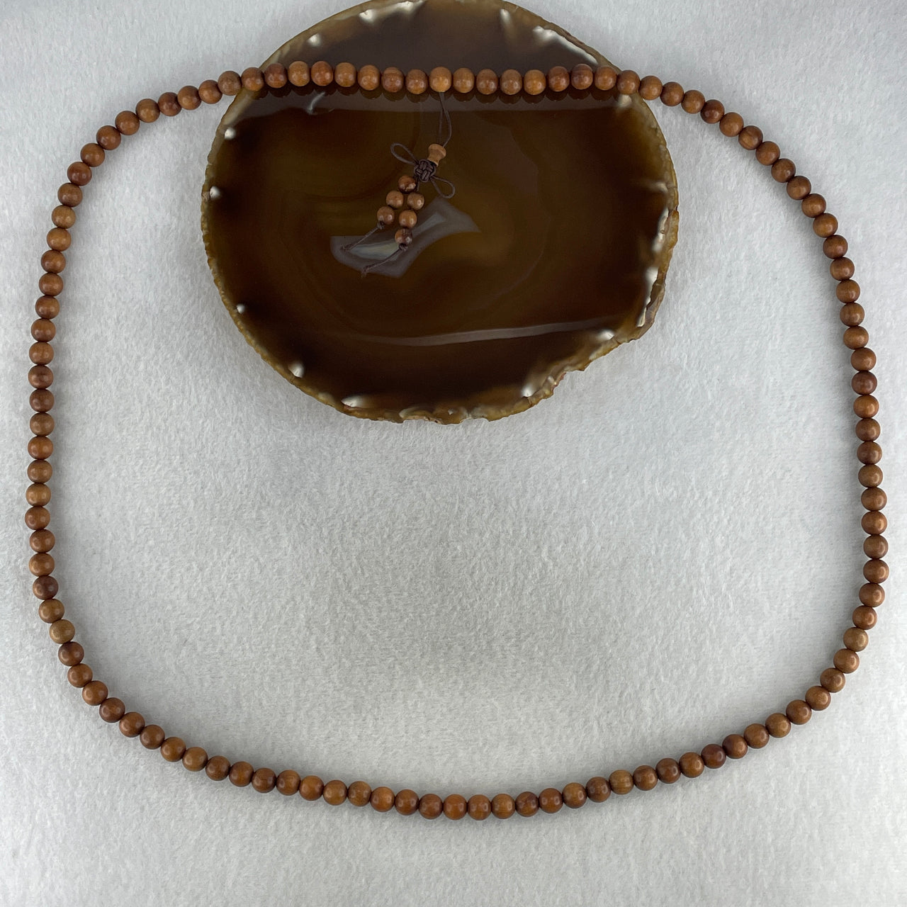 Certified Natural Sandalwood Beads Necklace 34.39g 86cm 8.1mm 111Beads - Huangs Jadeite and Jewelry Pte Ltd