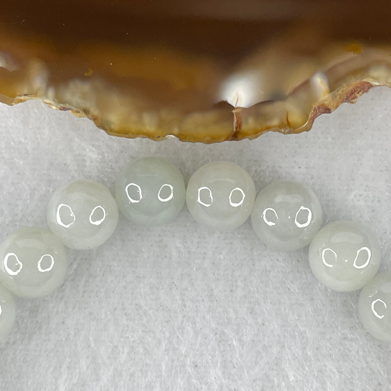Natural Type A Light Blueish Green Jadeite Bracelet | 16cm Tailored 8.1mm Round Genuine Jade Bead Healing Energy Strand (22.28g, 24 Beads)