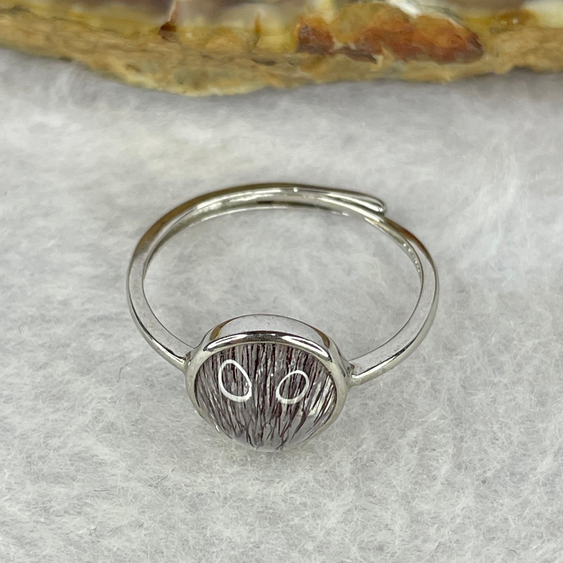 Above Average Grade Natural Super 7 Crystal in 925 Sliver Ring (Adjustable Size) 天然超级七水晶 925 银戒指（可调节尺寸) 1.78g 8.5 by 8.5 by 4.7mm - Huangs Jadeite and Jewelry Pte Ltd