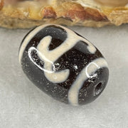 Natural Powerful Tibetan Old Oily Black White Agate Green Tara Dzi Bead Heavenly Master (Tian Zhu) 绿度母天珠 4.46g 17.8 by 12.9mm - Huangs Jadeite and Jewelry Pte Ltd