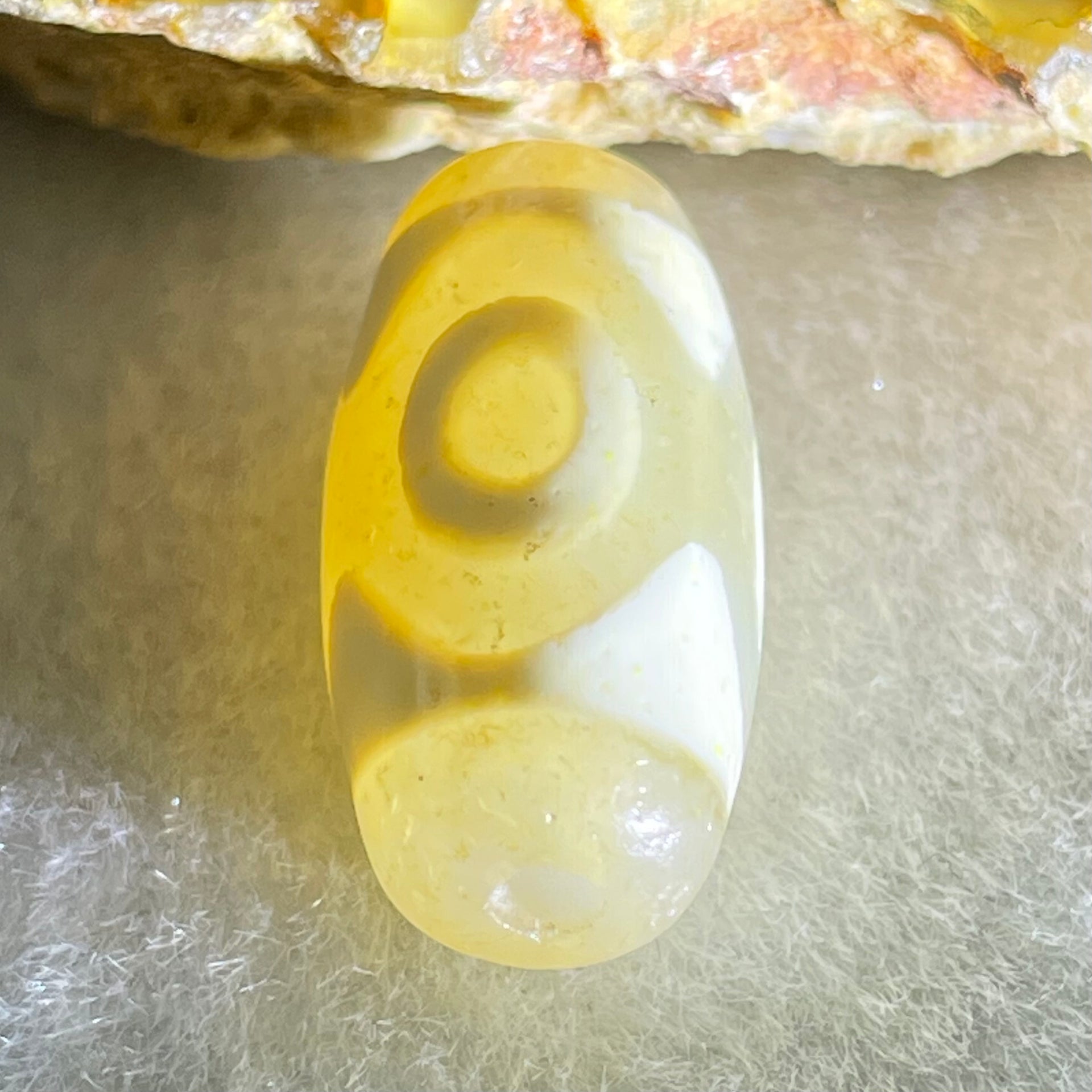 Natural Powerful Tibetan Old Oily Agate 3 Eyes Dzi Bead Heavenly Master (Tian Zhu) 三眼天诛 2.96g 20.0 by 10.1mm - Huangs Jadeite and Jewelry Pte Ltd