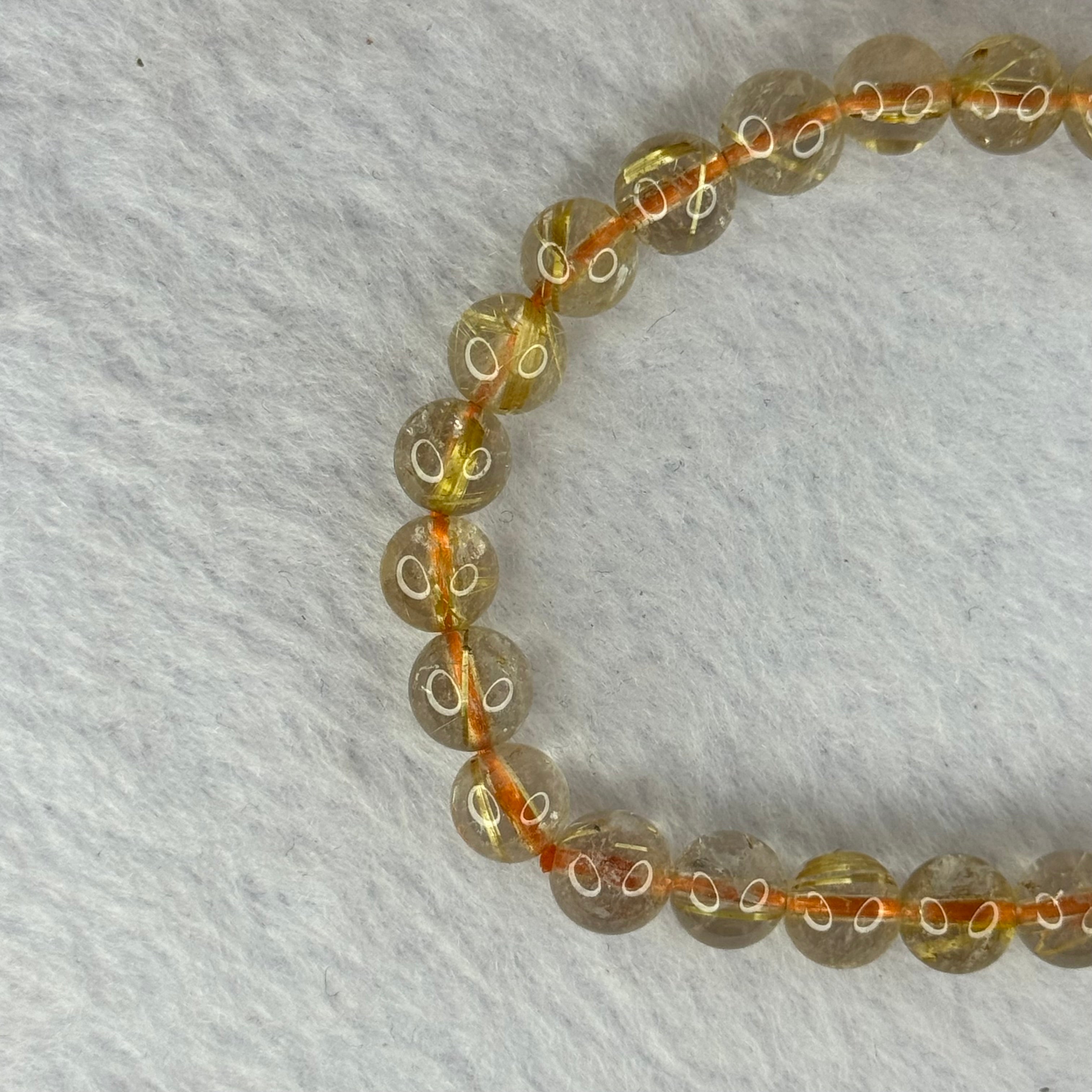 Natural Golden Rutilated Quartz Beads 天然金发水晶手链 12.71g 15cm 7.4mm 26 ...