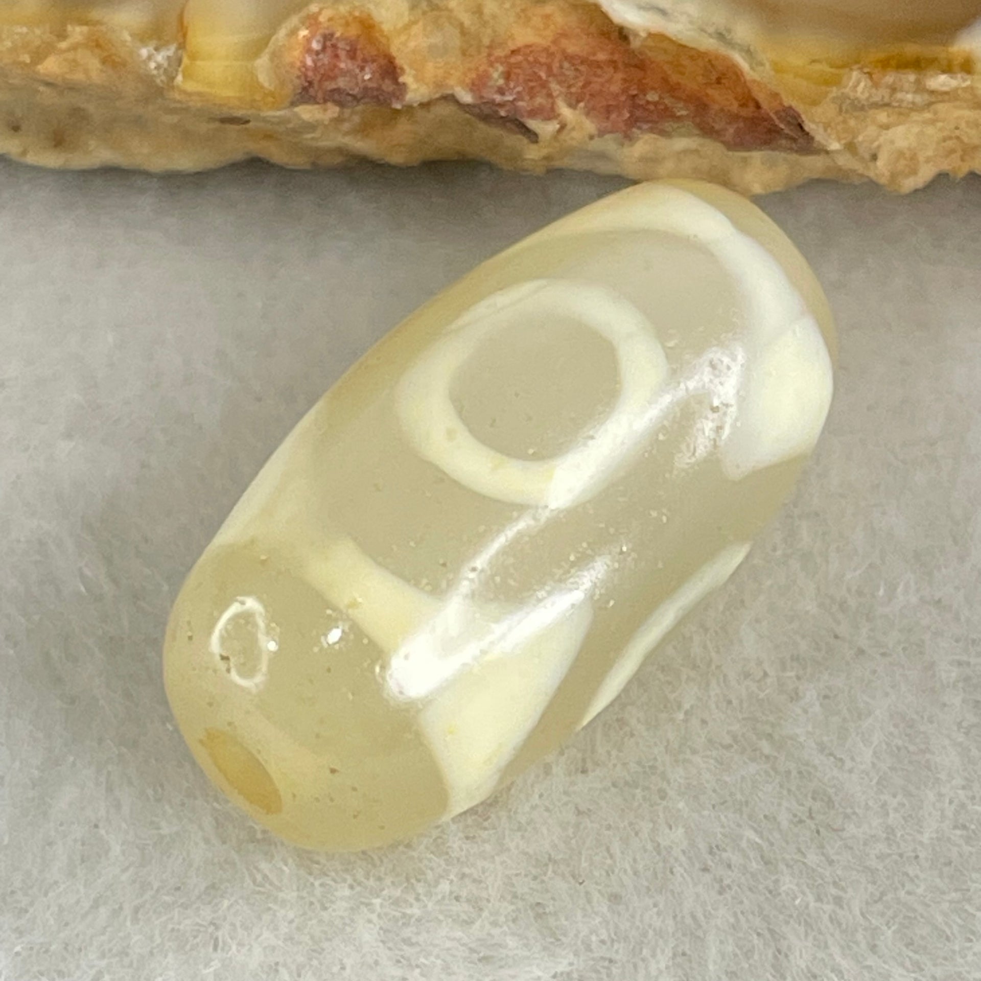 Natural Powerful Tibetan Old Oily Agate 3 Eyes Dzi Bead Heavenly Master (Tian Zhu) 三眼天诛 2.84g 19.3 by 10.1mm - Huangs Jadeite and Jewelry Pte Ltd