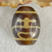 Natural Powerful Tibetan Old Oily Agate Double Nectar Vessel Dzi Bead Heavenly Master (Tian Zhu) 双花蜜容器眼天 6.08g 19.8 by 14.8mm - Huangs Jadeite and Jewelry Pte Ltd