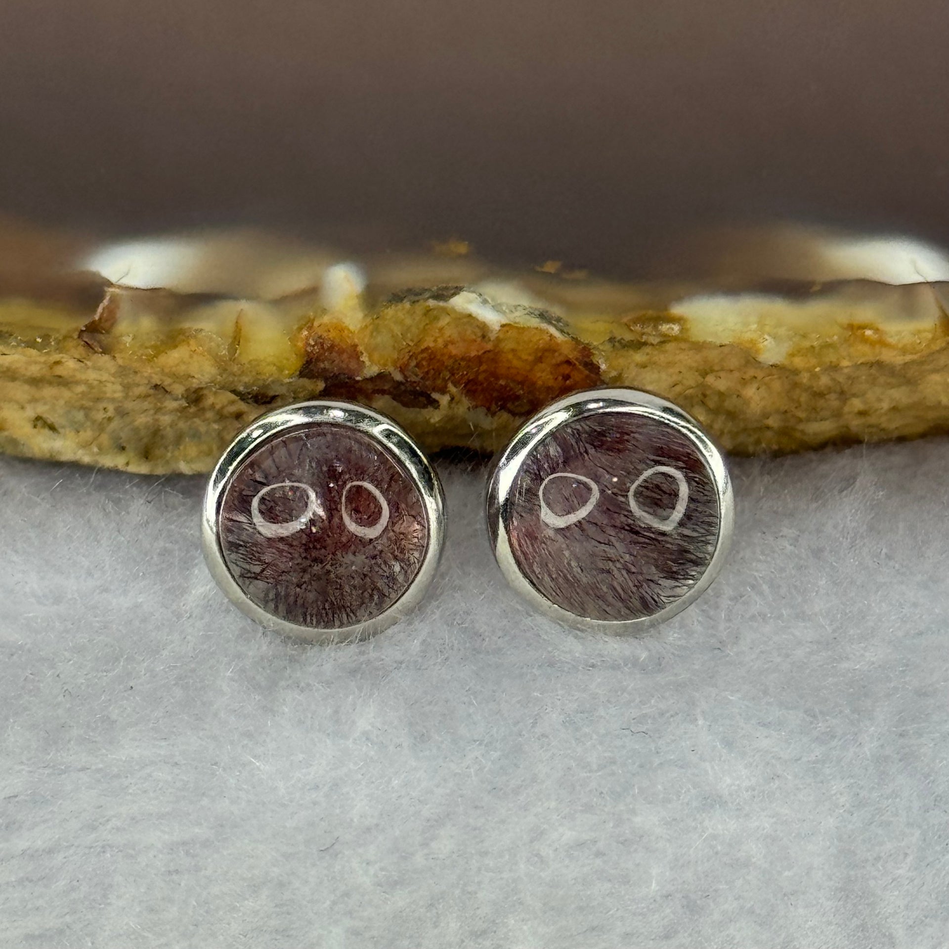 Good Grade Natural Super 7 S925 Silver Earrings 2.28g 8.6 by 5.0mm - Huangs Jadeite and Jewelry Pte Ltd