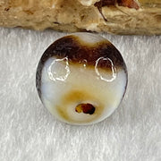 Natural Powerful Tibetan Old Oily Agate Tiger Tooth Daluo Dzi Bead Heavenly Master (Tian Zhu) 虎呀天诛 1.40g 9.8 by 10.3mm - Huangs Jadeite and Jewelry Pte Ltd