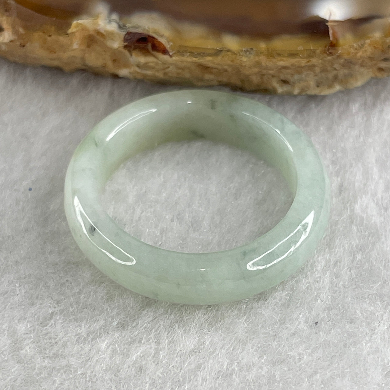 Natural Type A Faint Green with Green Jadeite Ring 3.03g 5.1 by 3.3mm US 8 HK 17.5 - Huangs Jadeite and Jewelry Pte Ltd
