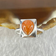 Good Grade Natural Golden Sun Stone in S925 Silver Ring (Adjustable Size) 2.08g 8.8 by 7.0 by 3.5mm - Huangs Jadeite and Jewelry Pte Ltd