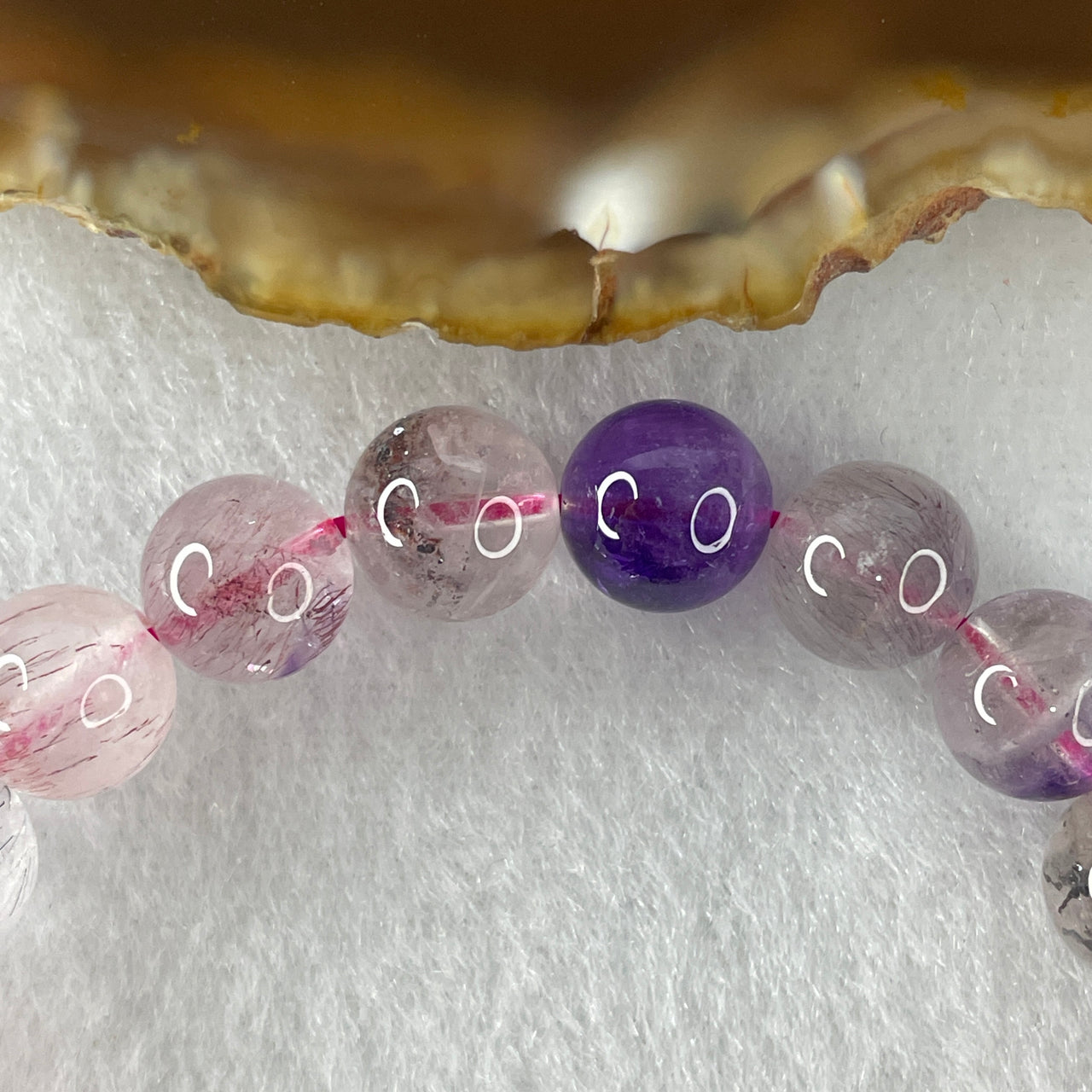 Certified Above-Average Grade Natural Super 7 Crystal Beads Bracelet | Fluid High-Clarity Showcase Strand | Authentic Sacred Seven Multi-Mineral Inclusions Quartz Spiritual Catalyst & Auric Shield Bracelet (19.92g | 15.5cm Length | 8.8mm | 22 Beads)