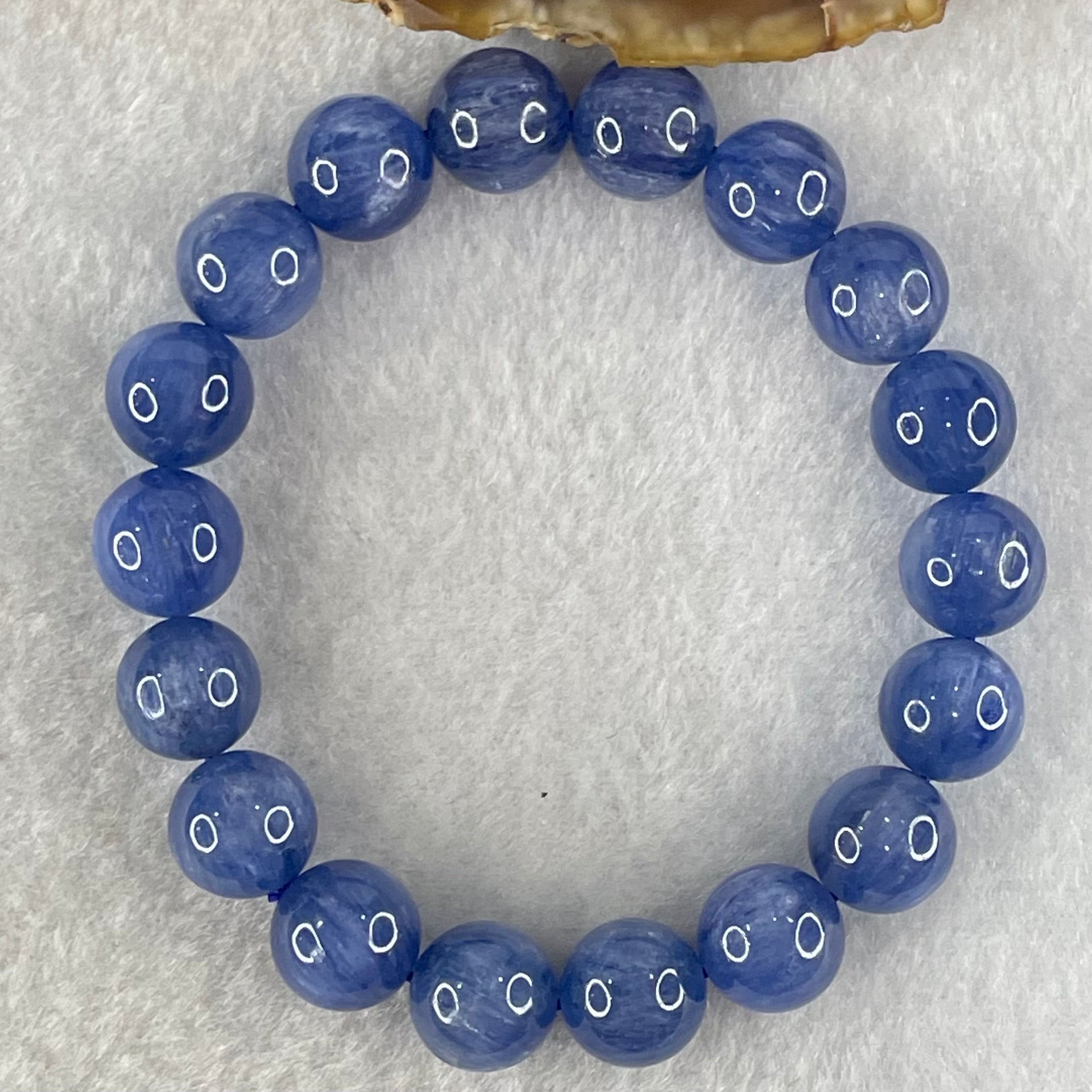 Natural Blue Kyanite Beads Bracelet 38.78g 15.5cm 10.7 18 Beads - Huangs Jadeite and Jewelry Pte Ltd