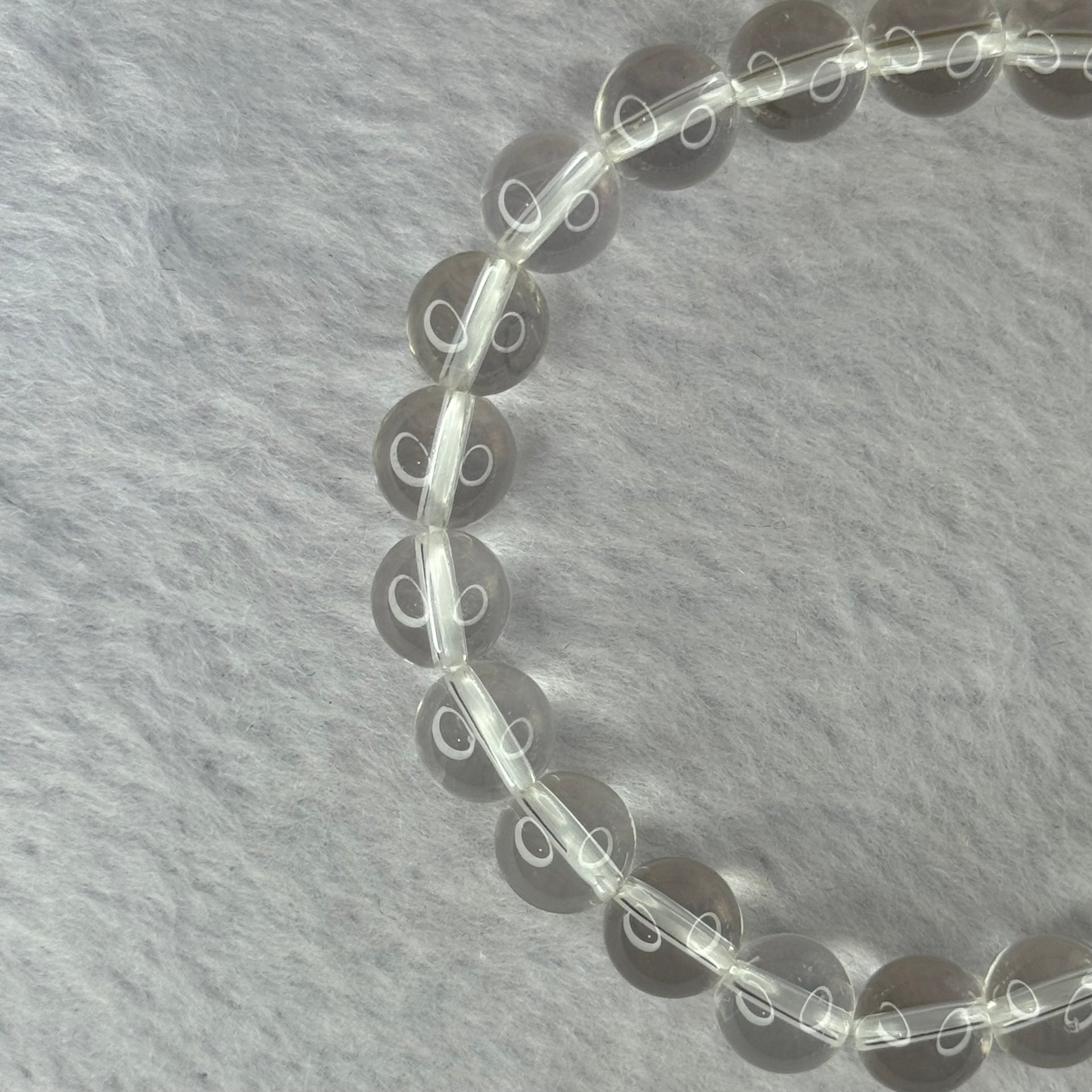 Natural Clear Quartz Bracelet 天然白水晶手链 18.64g 16.5cm 8.4mm 24 Beads - Huangs Jadeite and Jewelry Pte Ltd