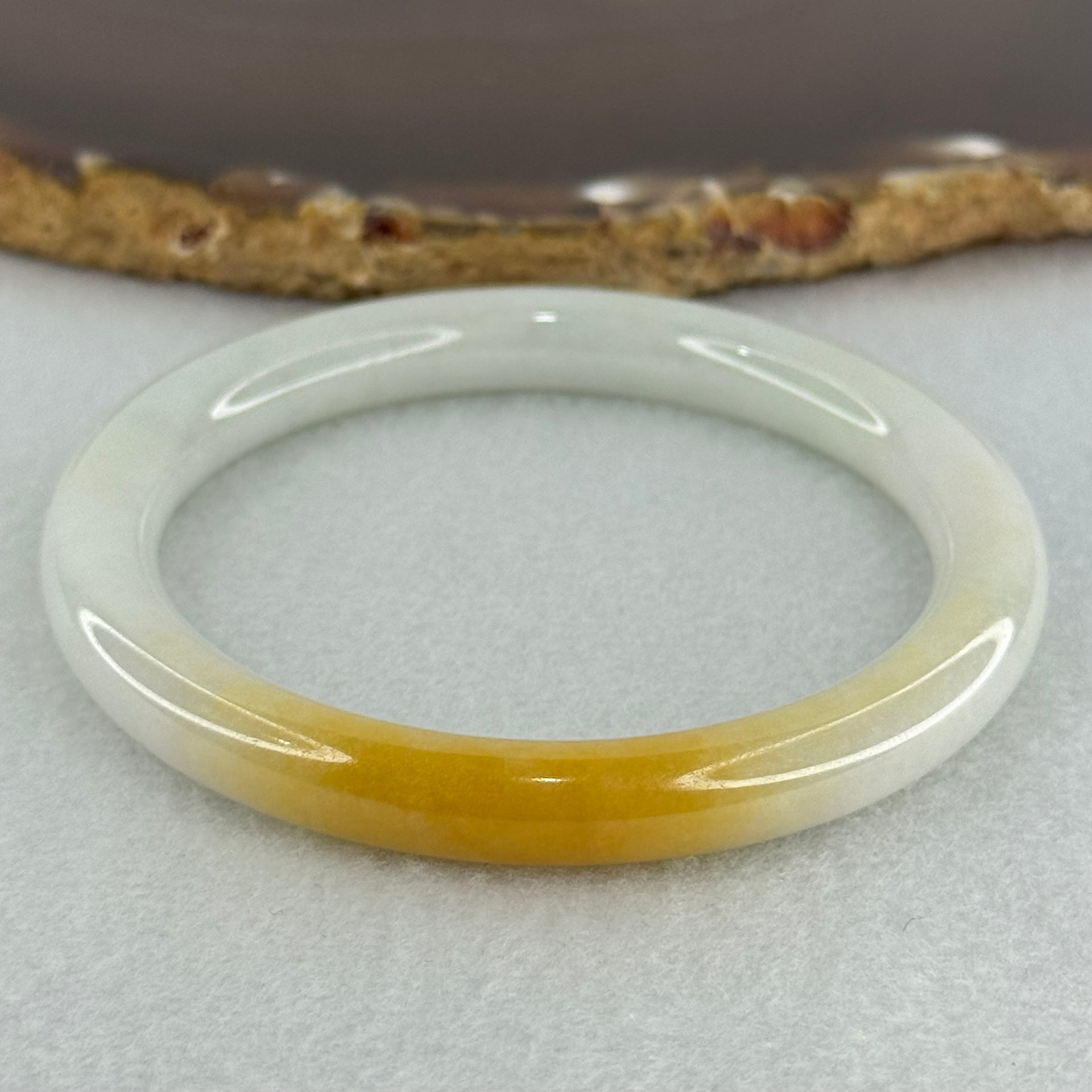 Type A Faint Green Lavender with Yellow Jadeite Bangle Internal Diameter 54.6mm 34.4580g 8.2 by 8.2mm (Very Slight Internal Line) - Huangs Jadeite and Jewelry Pte Ltd