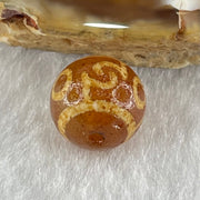 Natural Powerful Tibetan Old Oily Agate 3 Eyed Dharma Vajra Dzi Bead Heavenly Master (Tian Zhu) 三眼金刚杵天珠 1.46g 10.1 by 10.4mm - Huangs Jadeite and Jewelry Pte Ltd
