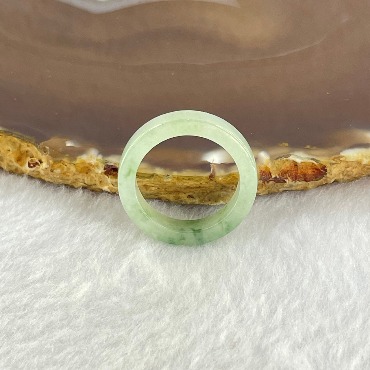 Type A Green Piao Hua Jadeite Ring 3.21g 4.7 by 3.6mm US8 HK17.5 - Huangs Jadeite and Jewelry Pte Ltd