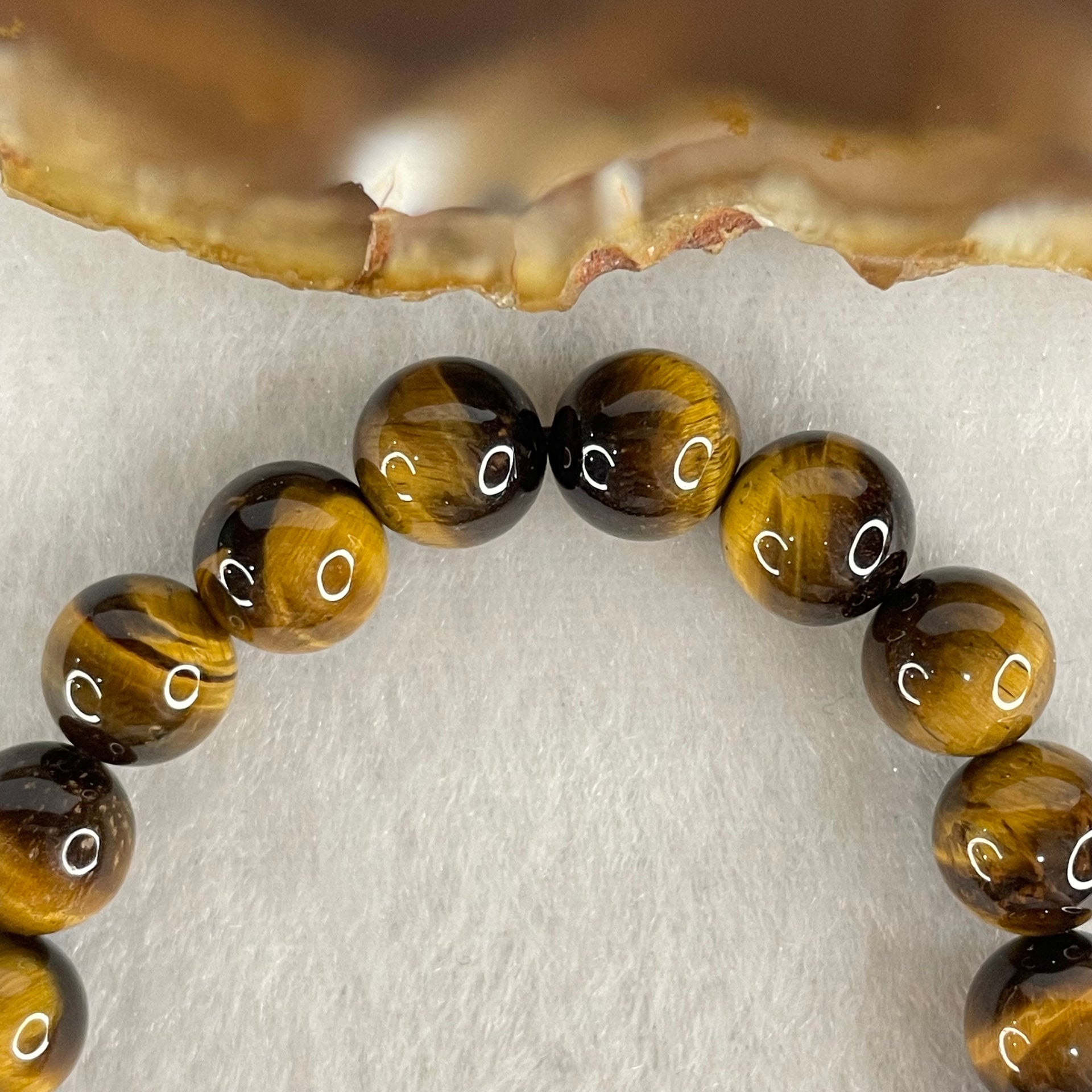 Natural Yellow Tiger's Eye Quartz Beads Bracelet 18.29g 16cm 8.4mm 23 Beads - Huangs Jadeite and Jewelry Pte Ltd