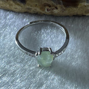 Natural Type A Semi Icy Faint Green Jadeite Oval Shape Cabouchon in S925 Silver Ring (Adjustable Size) 1.22g 7.2 by 5.0 by 2.0mm - Huangs Jadeite and Jewelry Pte Ltd