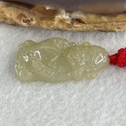 Natural Type A Light Yellowish Jadeite Cai Shen Ye God of Fortune Pendant 5.41g 29.7 by 16.7 by 6.0mm - Huangs Jadeite and Jewelry Pte Ltd