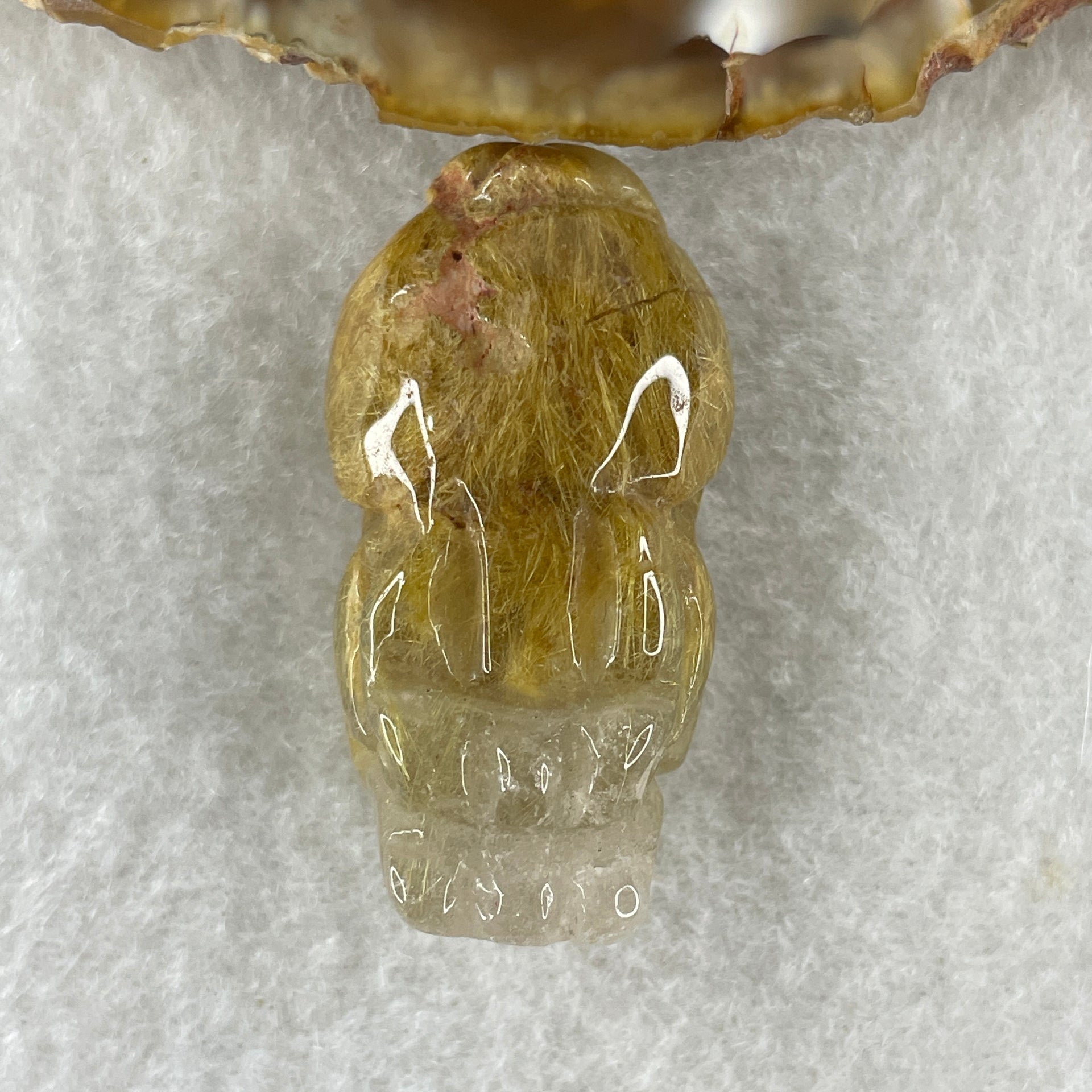 Natural Golden Rutilated Quartz Pixiu Charm 14.72g 35.0 by 18.1 by 14.6mm - Huangs Jadeite and Jewelry Pte Ltd