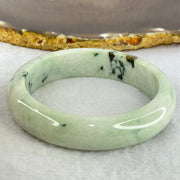 Type A Green with Moss Green Piao Hua Jadeite Bangle Internal Diameter 56.5mm 64.29g 14.4 by 8.7mm (Slight Internal Lines) - Huangs Jadeite and Jewelry Pte Ltd