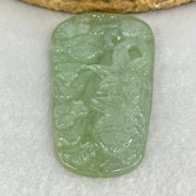 Type A Semi Icy Light Green Jadeite Shan Shui Gui Ren Benefactor and Flower Pendant 34.95g 58.8 by 33.9 by 8.8mm - Huangs Jadeite and Jewelry Pte Ltd