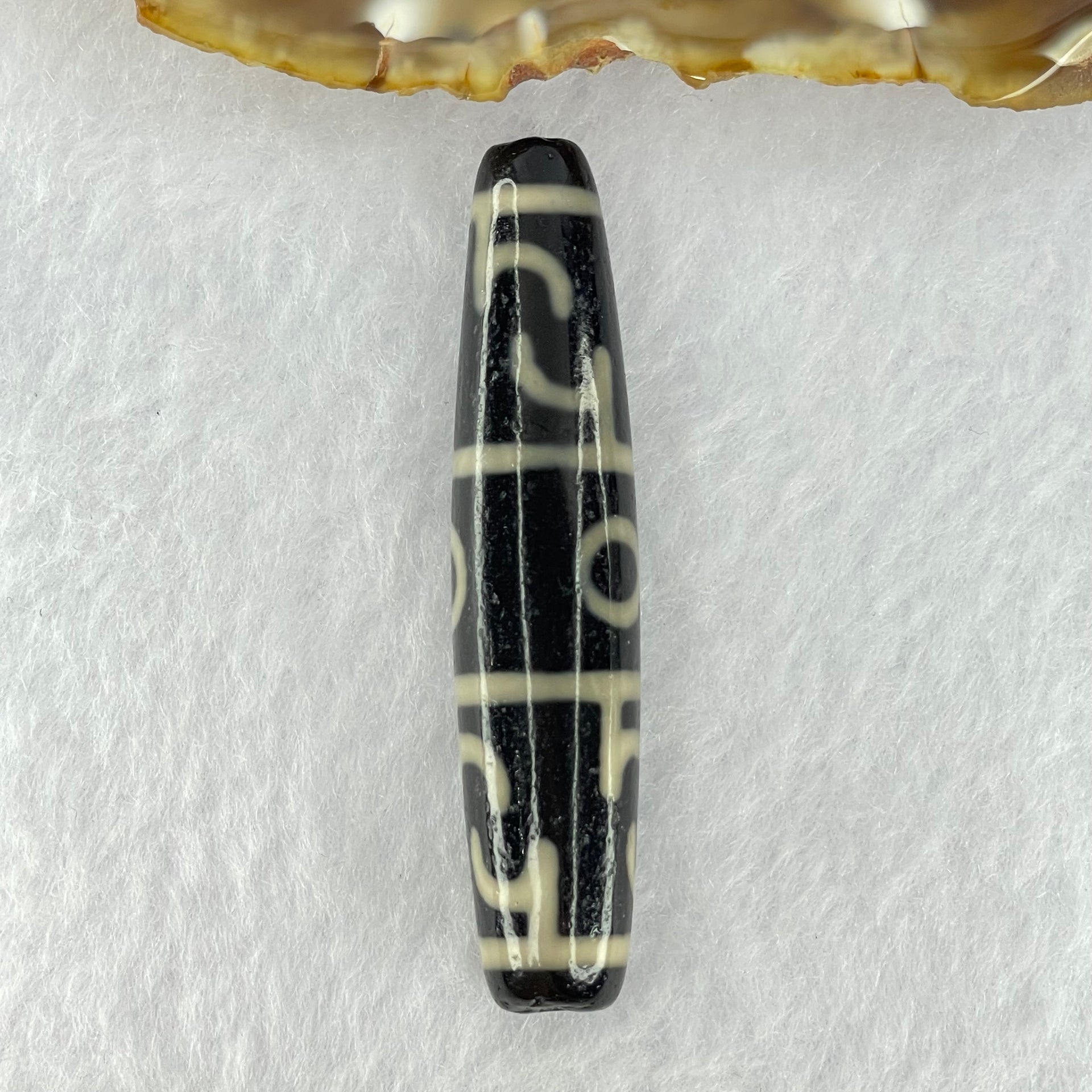 Natural Powerful Tibetan Old Oily Agate 3 Eyed Dharma Vajra Dzi Bead Heavenly Master (Tian Zhu) 三眼金刚杵天珠 13.67g 58.6 by 12.5mm - Huangs Jadeite and Jewelry Pte Ltd
