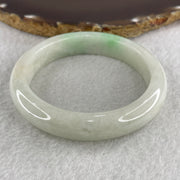 Type A Light Green with Spicy Green Patches Jade Jadeite Bangle 52.23g inner Dia 55.7mm 12.3 by 8.5mm (External Line) - Huangs Jadeite and Jewelry Pte Ltd