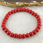 Natural Red Cinnabar Beads Bracelet 37.60g 15.5cm 7.1mm by 31 Beads - Huangs Jadeite and Jewelry Pte Ltd