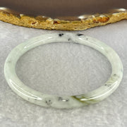 Type A Faint Lavender with Moss Green and Grey Patches Jadeite Bangle Internal Diameter 59.7mm 23.90g 6.8 by 6.8mm (External Lines) - Huangs Jadeite and Jewelry Pte Ltd