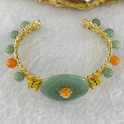 Type A Blueish Green Jadeite Floral Ping An Kou and Beads 18.64g 27.9 by 3.9mm 6.0mm 10 Beads - Huangs Jadeite and Jewelry Pte Ltd