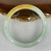 Type A Light Green with Yellow Piao Hua Jadeite Bangle 47.89g Internal Diameter 55.6mm 12.2 by 7.6mm (Slight Internal Lines) - Huangs Jadeite and Jewelry Pte Ltd