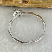 Type A Semi Icy Green Cabochon Jadeite in S925 Sliver Bamboo Ring (Adjustable Size) 0.97g 3.7 by 2.8mm - Huangs Jadeite and Jewelry Pte Ltd