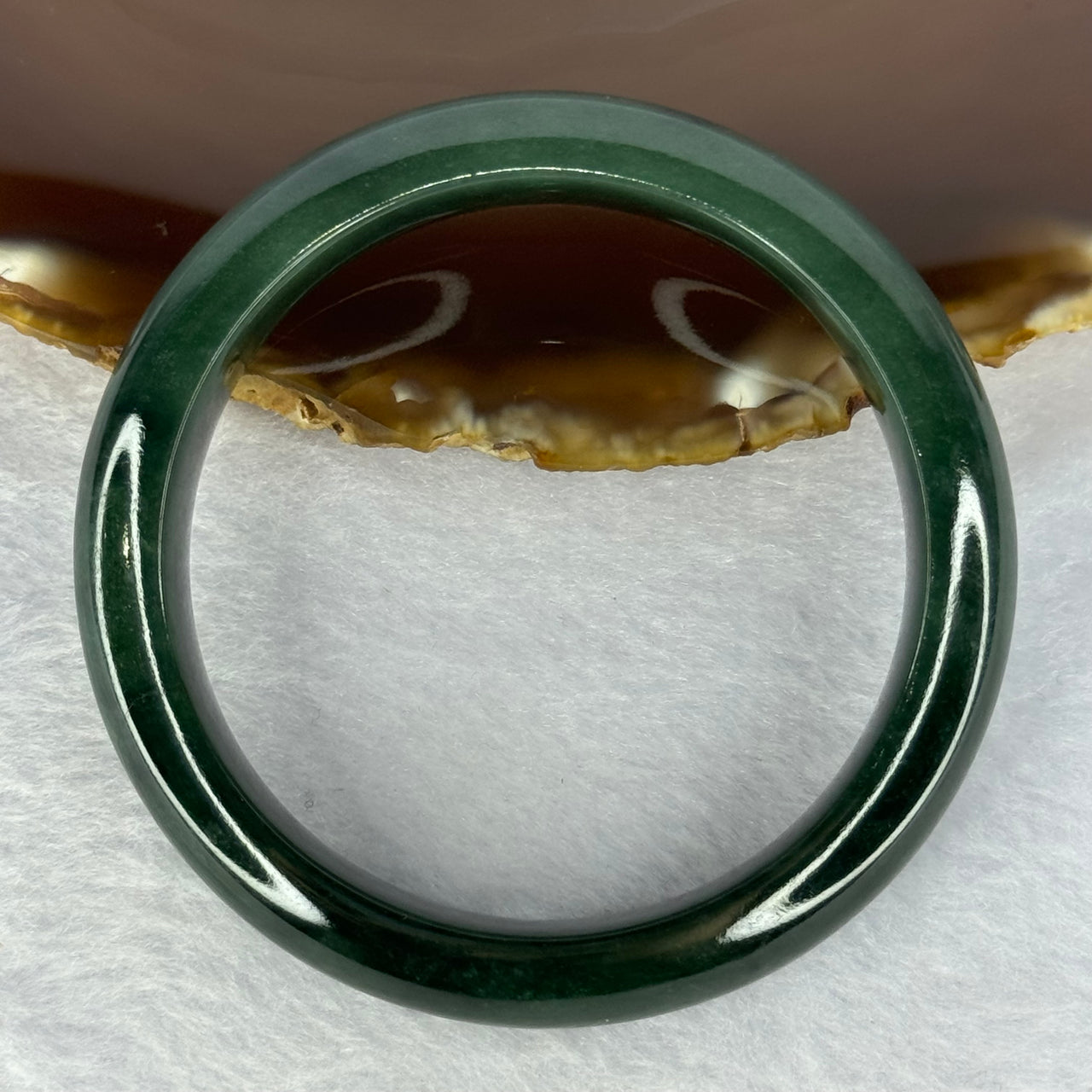 Type A Dark Green Jadeite Bangle Internal Diameter 55.0mm 56.42g 12.8 by 8.7mm (Slight Internal Line) - Huangs Jadeite and Jewelry Pte Ltd