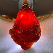 Type A Brownish Red Jadeite Jambhala Pendant 50.23g 63.6 by 45.6 by 1.5mm - Huangs Jadeite and Jewelry Pte Ltd