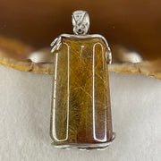 Good Grade Natural Copper Rutilated Quartz Rectangle Shape in S925 Silver Pendant 16.69g 35.0 by 19.8 by 12.9mm - Huangs Jadeite and Jewelry Pte Ltd