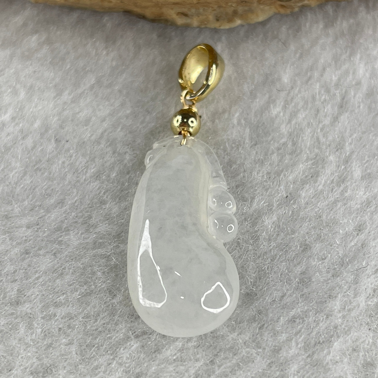 Type A Semi Icy White to Colorless Jadeite Ruyi Pendant 1.58g 20.4 by 9.8 by 3.9mm - Huangs Jadeite and Jewelry Pte Ltd