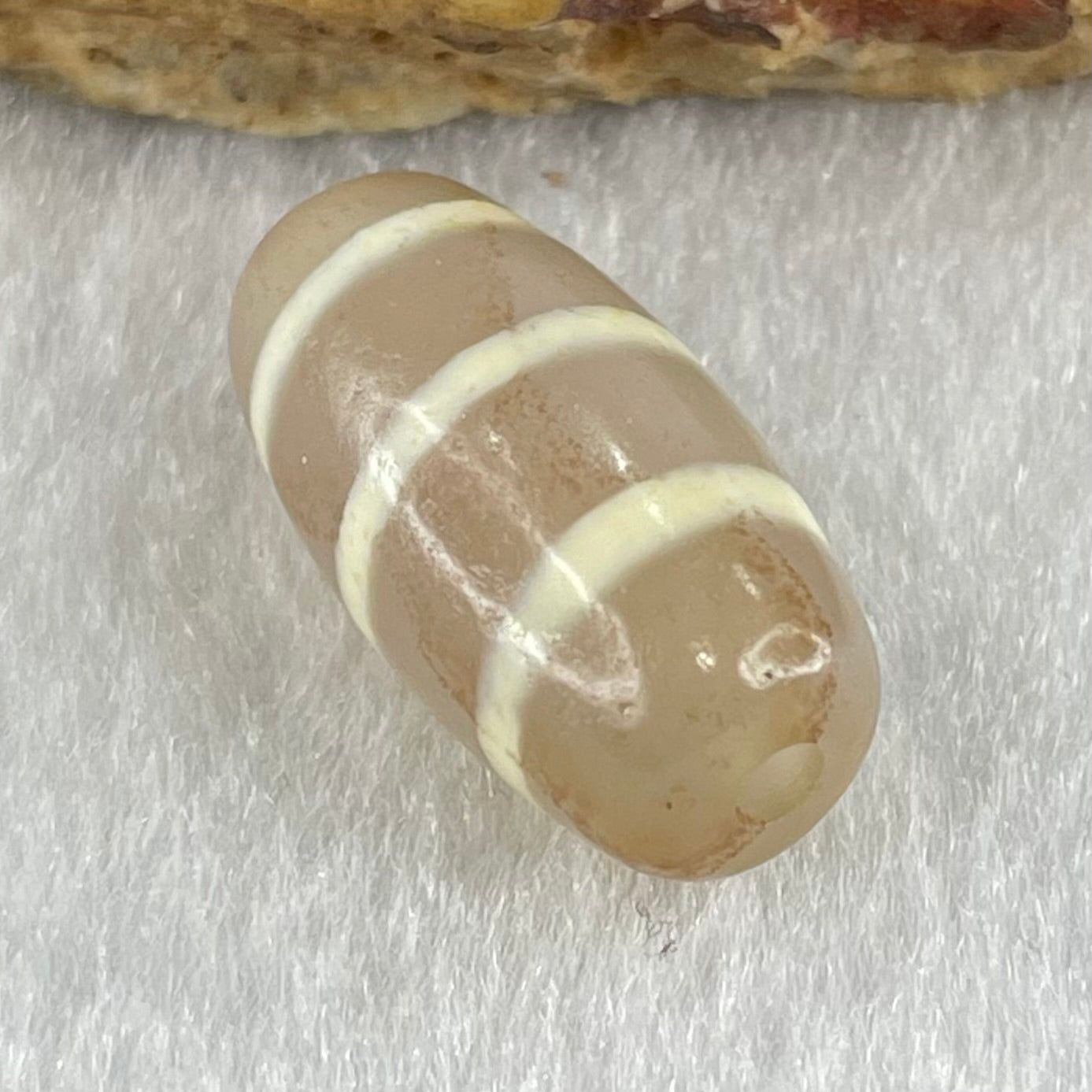 Natural Powerful Tibetan Old Oily Agate 3-Lines Dzi Bead Heavenly Master (Tian Zhu) 三行天诛 3.18g 20.0 by 10.4mm - Huangs Jadeite and Jewelry Pte Ltd