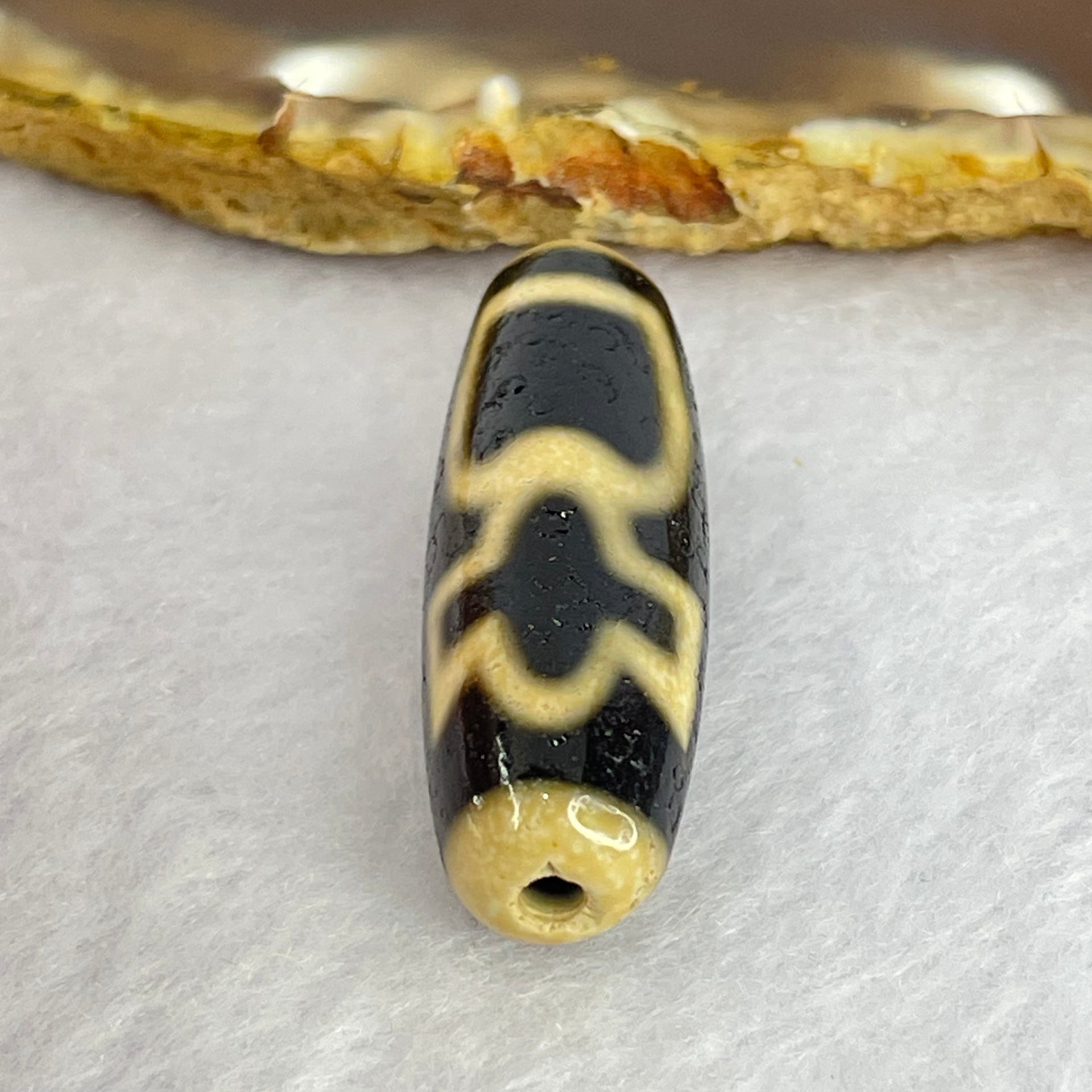 Natural Powerful Tibetan Old Oily Agate Cai Shen with Moon Sun Star Dzi Bead Heavenly Master (Tian Zhu) 财神天珠 8.66g 38.2 by 12.2mm - Huangs Jadeite and Jewelry Pte Ltd