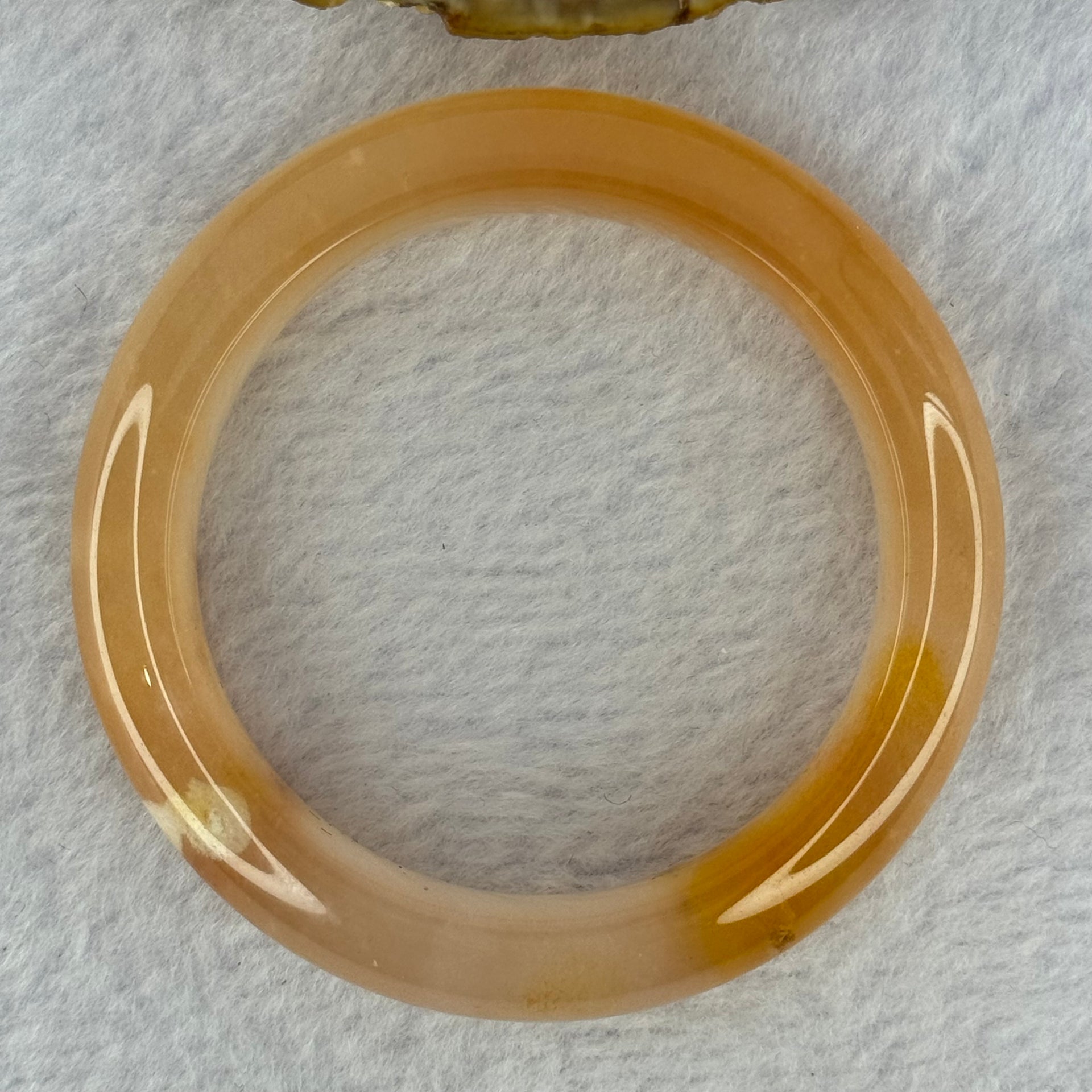 Transparent Peach Yellow Quartzite Jade Bangle 天山水沫玉手镯 43.05g Internal Diameter 48.3mm 13.3 by 9.3mm - Huangs Jadeite and Jewelry Pte Ltd