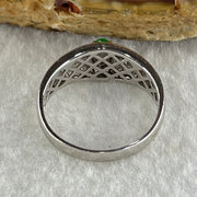 Type A Natural Light Apple Green Jadeite on 18K White Gold and Diamond Ring 2.73g 5.1 by 3.6 by 2.5mm US 7.4 HK 16.4 - Huangs Jadeite and Jewelry Pte Ltd