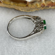 Natural Emerald Approx. 4.6 by 4.3 by 2.5mm with Natural Diamonds in Platinum PT900 Ring Total Weight 3.58g US5.25 HK11 - Huangs Jadeite and Jewelry Pte Ltd