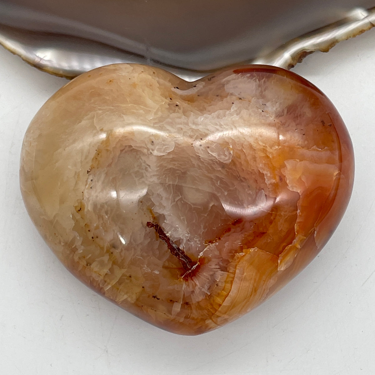 Natural Carnelian Agate Heart Shape Mini Display Specimen | Amber-Orange & Sunset Red (348.79g | 86.8 x 71.5 x 40.1mm | Synergy, Executive Passion, Vitality Anchor & Mindful Feng Shui Prosperity Catalyst)