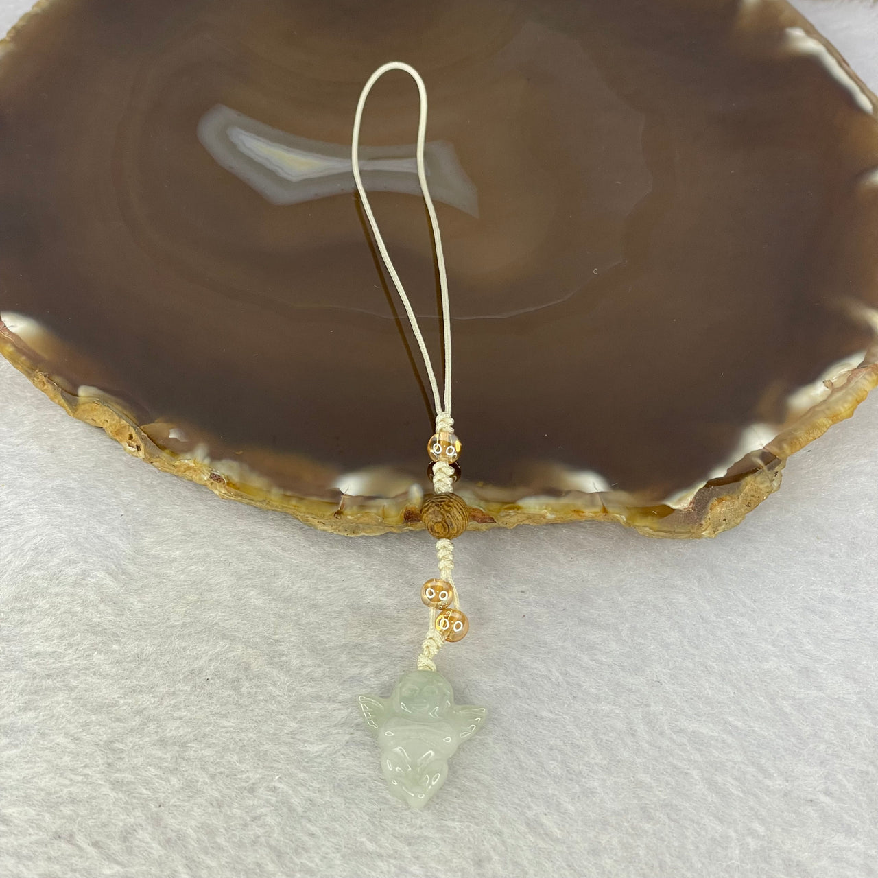 Type A Light Green Jadeite Angel Anklet/Bracelet 2.23g 18.8 by 17.1 by 4.0mm - Huangs Jadeite and Jewelry Pte Ltd