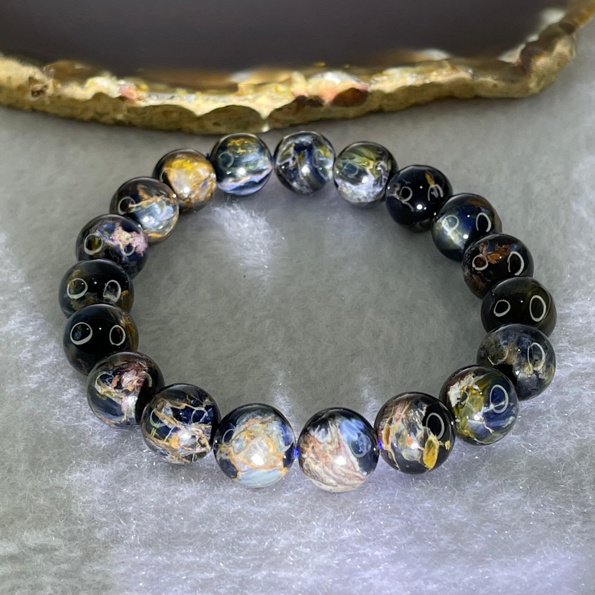 Good Grade Natural Petersite Beads Bracelet 26.38g 16cm 10.4mm 19 Beads - Huangs Jadeite and Jewelry Pte Ltd