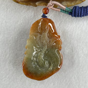 Type A Brownish Red with Green Jadeite Dragon Double Side Pendant 75.20g 58.5 by 36.2 by 22.6mm - Huangs Jadeite and Jewelry Pte Ltd