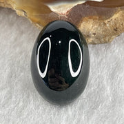 Type A Translucent Black Omphacite Jadeite Round Cabouchon Stone For Setting 2.08g 15.6 by 10.9 by 6.1mm - Huangs Jadeite and Jewelry Pte Ltd