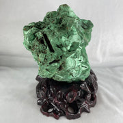Natural Malachite with Wooden Stand Display 6,768.1g 210.0 by 150.0 by 200.0mm - Huangs Jadeite and Jewelry Pte Ltd